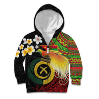Vanuatu and Papua New Guinea Together Kid Hoodie Bird-of-paradise and Pig Tusk Melanesian Pattern