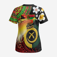 Vanuatu and Papua New Guinea Together Scrub Top Bird-of-paradise and Pig Tusk Melanesian Pattern - Polynesian Pride
