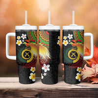 Vanuatu and Papua New Guinea Together Tumbler With Handle Bird-of-paradise and Pig Tusk Melanesian Pattern