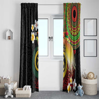 Vanuatu and Papua New Guinea Together Window Curtain Bird-of-paradise and Pig Tusk Melanesian Pattern