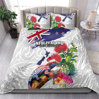 New Zealand Christmas Bedding Set Meri Kirihimete-Tuatara and Pohutukawa White Color