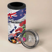 New Zealand Christmas 4 in 1 Can Cooler Tumbler Meri Kirihimete-Tuatara and Pohutukawa White Color