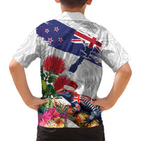 New Zealand Christmas Family Matching Long Sleeve Bodycon Dress and Hawaiian Shirt Meri Kirihimete-Tuatara and Pohutukawa White Color