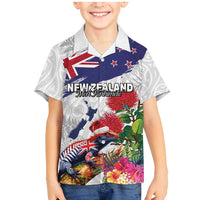 New Zealand Christmas Family Matching Mermaid Dress and Hawaiian Shirt Meri Kirihimete-Tuatara and Pohutukawa White Color