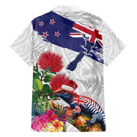 New Zealand Christmas Family Matching Puletasi and Hawaiian Shirt Meri Kirihimete-Tuatara and Pohutukawa White Color
