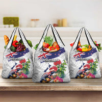 New Zealand Christmas Grocery Bag Meri Kirihimete-Tuatara and Pohutukawa White Color