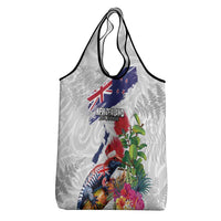 New Zealand Christmas Grocery Bag Meri Kirihimete-Tuatara and Pohutukawa White Color
