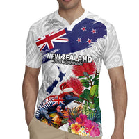 New Zealand Christmas Rugby Jersey Meri Kirihimete-Tuatara and Pohutukawa White Color