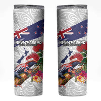 New Zealand Christmas Skinny Tumbler Meri Kirihimete-Tuatara and Pohutukawa White Color