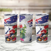 New Zealand Christmas Tumbler Cup Meri Kirihimete-Tuatara and Pohutukawa White Color