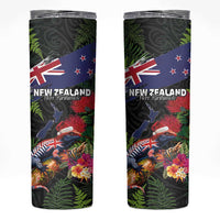 New Zealand Christmas Skinny Tumbler Meri Kirihimete-Tuatara and Pohutukawa Black Color