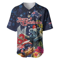 Australia and New Zealand Baseball Jersey Merry Christmas-Tuatara and Koala with Plants Xmas Style