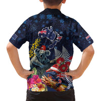 Australia and New Zealand Family Matching Summer Maxi Dress and Hawaiian Shirt Merry Christmas-Tuatara and Koala with Plants Xmas Style