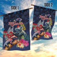 Australia and New Zealand Garden Flag Merry Christmas-Tuatara and Koala with Plants Xmas Style