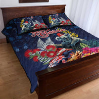 Australia and New Zealand Quilt Bed Set Merry Christmas-Tuatara and Koala with Plants Xmas Style