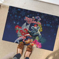 Australia and New Zealand Rubber Doormat Merry Christmas-Tuatara and Koala with Plants Xmas Style