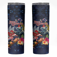 Australia and New Zealand Skinny Tumbler Merry Christmas-Tuatara and Koala with Plants Xmas Style