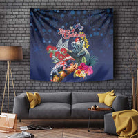 Australia and New Zealand Tapestry Merry Christmas-Tuatara and Koala with Plants Xmas Style