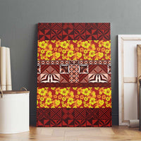 Samoa Siapo and Tapa Canvas Wall Art Pacific Tribal Pattern with Hibiscus Striped Style LT03 - Polynesian Pride