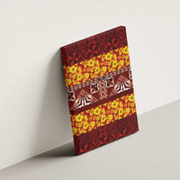 Samoa Siapo and Tapa Canvas Wall Art Pacific Tribal Pattern with Hibiscus Striped Style LT03 - Polynesian Pride