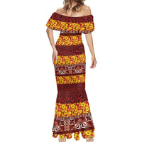Samoa Siapo and Tapa Mermaid Dress Pacific Tribal Pattern with Hibiscus Striped Style LT03 - Polynesian Pride