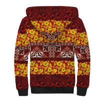 Samoa Siapo and Tapa Sherpa Hoodie Pacific Tribal Pattern with Hibiscus Striped Style LT03 - Polynesian Pride