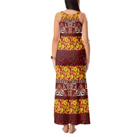 Samoa Siapo and Tapa Tank Maxi Dress Pacific Tribal Pattern with Hibiscus Striped Style LT03 - Polynesian Pride