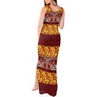 Samoa Siapo and Tapa Tank Maxi Dress Pacific Tribal Pattern with Hibiscus Striped Style LT03 - Polynesian Pride
