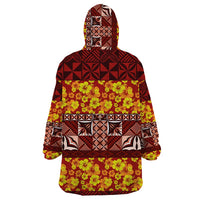 Samoa Siapo and Tapa Wearable Blanket Hoodie Pacific Tribal Pattern with Hibiscus Striped Style LT03 - Polynesian Pride