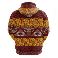 Samoa Siapo and Tapa Zip Hoodie Pacific Tribal Pattern with Hibiscus Striped Style LT03 - Polynesian Pride