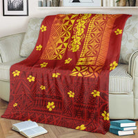 Samoa Tapa Pacific Tribal Pattern Blanket Hibiscus and Plumeria