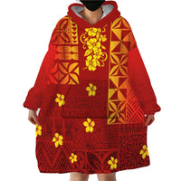Samoa Tapa Pacific Tribal Pattern Wearable Blanket Hoodie Hibiscus and Plumeria LT03 - Polynesian Pride