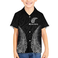 New Zealand Netball Family Matching Tank Maxi Dress and Hawaiian Shirt Koru and Maori Tattoo Jersey LT03 Son's Shirt Black - Polynesian Pride