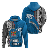 Fiji Rugby Hoodie Coat of Arms Palm Tree Mix Polynesia Tapa Pattern LT03 - Polynesian Pride