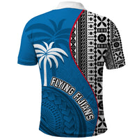 Fiji Rugby Polo Shirt Coat of Arms Palm Tree Mix Polynesia Tapa Pattern LT03 - Polynesian Pride