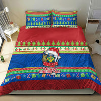 Solomon Islands Christmas Bedding Set Santa With Flag Of Solomon Polynesian Tribal Xmas Vibe LT03 - Polynesian Pride