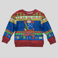 Solomon Islands Christmas Kid Ugly Christmas Sweater Santa With Flag Of Solomon Polynesian Tribal Xmas Vibe LT03 Kid Blue - Polynesian Pride