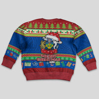 Solomon Islands Christmas Kid Ugly Christmas Sweater Santa With Flag Of Solomon Polynesian Tribal Xmas Vibe LT03 - Polynesian Pride