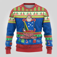 Solomon Islands Christmas Ugly Christmas Sweater Santa With Flag Of Solomon Polynesian Tribal Xmas Vibe LT03 - Polynesian Pride