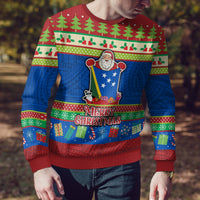 Solomon Islands Christmas Ugly Christmas Sweater Santa With Flag Of Solomon Polynesian Tribal Xmas Vibe LT03 - Polynesian Pride