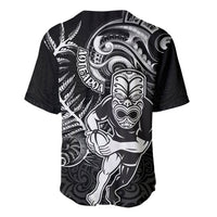 New Zealand Rugby Baseball Jersey Maori Warrior Rugby with Silver Fern Sleeve Tribal Ethnic Style LT03 - Polynesian Pride