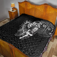 New Zealand Rugby Quilt Maori Warrior Rugby with Silver Fern Sleeve Tribal Ethnic Style LT03 - Polynesian Pride