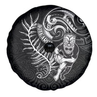 New Zealand Rugby Spare Tire Cover Maori Warrior Rugby with Silver Fern Sleeve Tribal Ethnic Style LT03 - Polynesian Pride