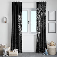 New Zealand Rugby Window Curtain Maori Warrior Rugby with Silver Fern Sleeve Tribal Ethnic Style LT03 - Polynesian Pride