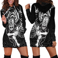 Personalised New Zealand Rugby Hoodie Dress Maori Warrior Rugby with Silver Fern Sleeve Tribal Ethnic Style LT03 - Polynesian Pride