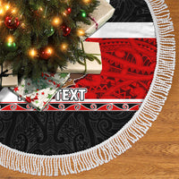 Personalized New Zealand Christmas Tree Skirt Santa Haka Fern and Kiwi Bird Tino Rangatiratanga Maori Flag Style LT03 - Polynesian Pride