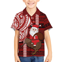 Personalized New Zealand Christmas Hawaiian Shirt Santa Claus and Kiwi Bird Maori Tattoo Koru Pattern LT03 - Polynesian Pride