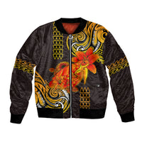 Hawaii Turtle Hibiscus Flower Bomber Jacket Polynesian Tattoo LT03 Unisex Black - Polynesian Pride