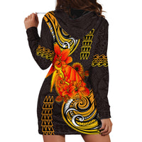 Hawaii Turtle Hibiscus Flower Hoodie Dress Polynesian Tattoo LT03 - Polynesian Pride