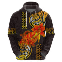 Hawaii Turtle Hibiscus Flower Zip Hoodie Polynesian Tattoo LT03 - Polynesian Pride